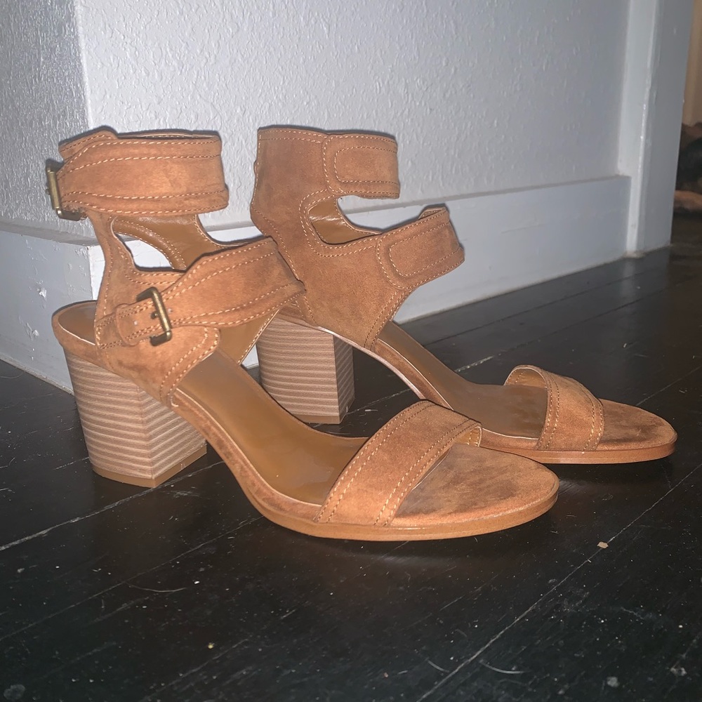 Brown Suede Heeled Sandals